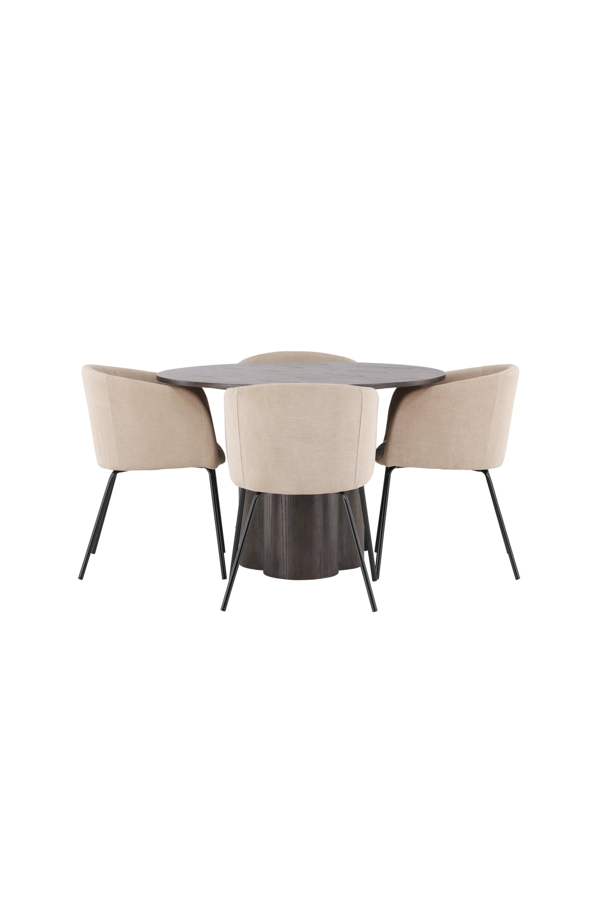 Olivia Matbord med Berit Stolarna – Bord: ⌀110 Stol: 55x78x55