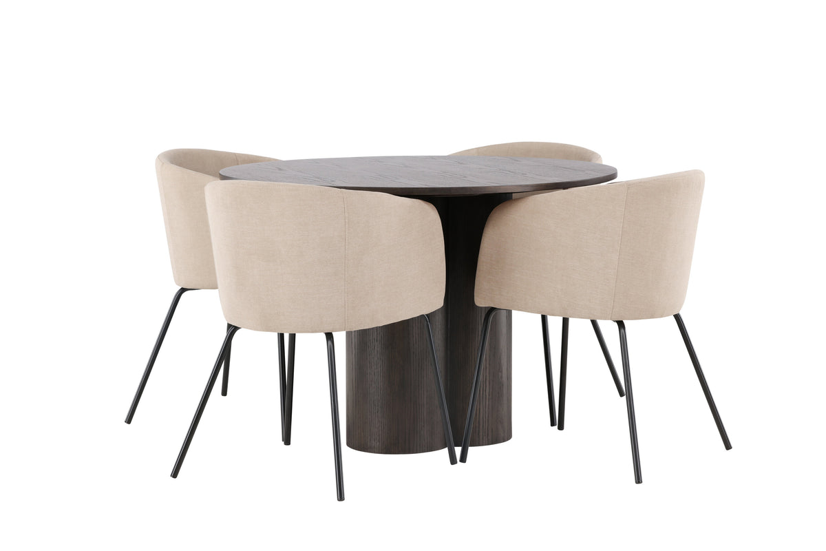 Olivia Matbord med Berit Stolarna – Bord: ⌀110 Stol: 55x78x55