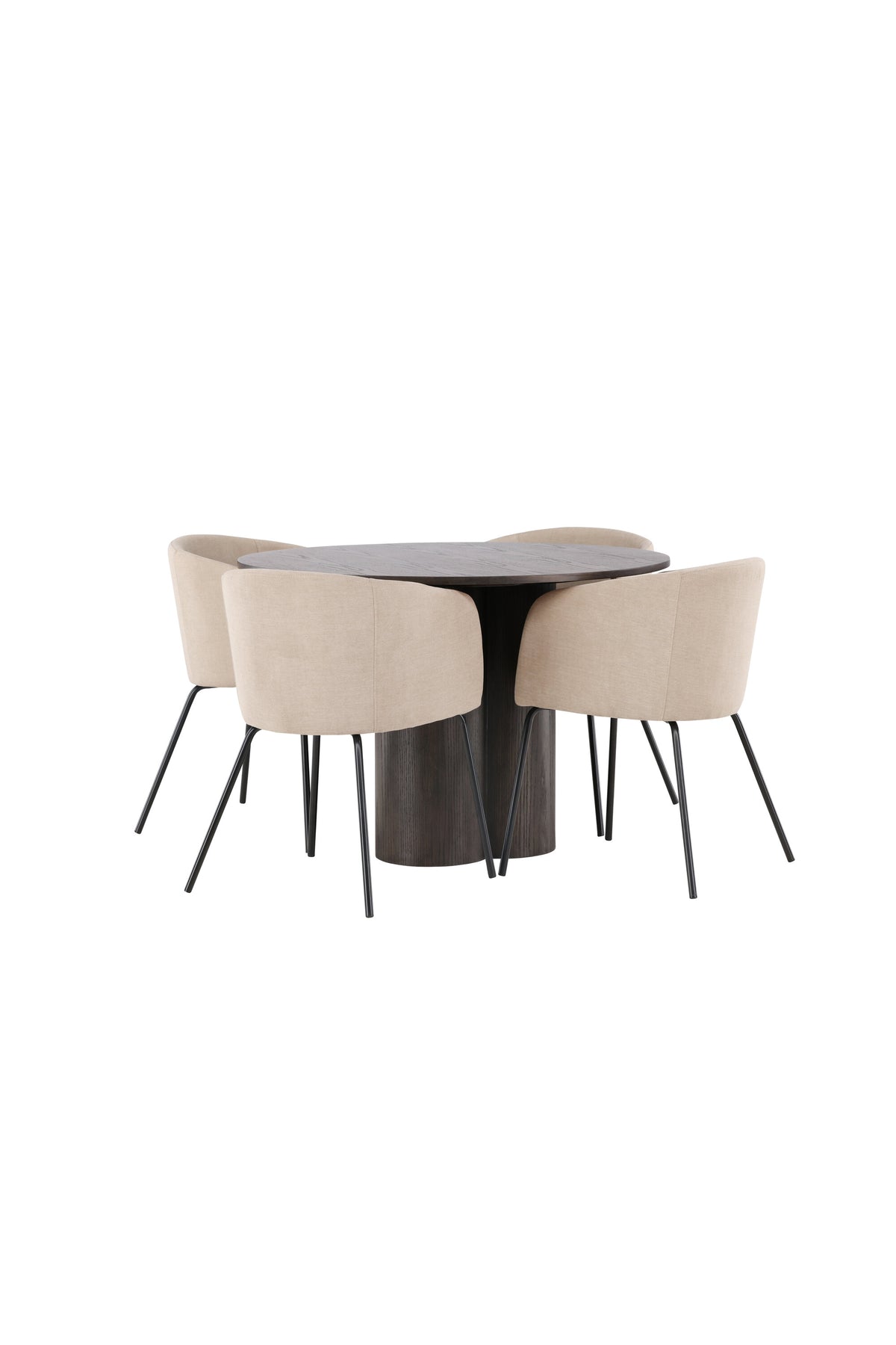 Olivia Matbord med Berit Stolarna – Bord: ⌀110 Stol: 55x78x55