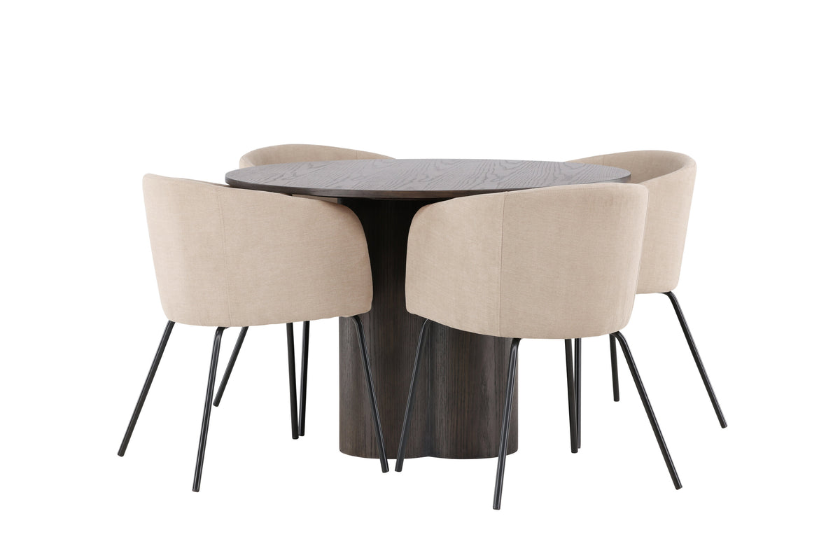 Olivia Matbord med Berit Stolarna – Bord: ⌀110 Stol: 55x78x55