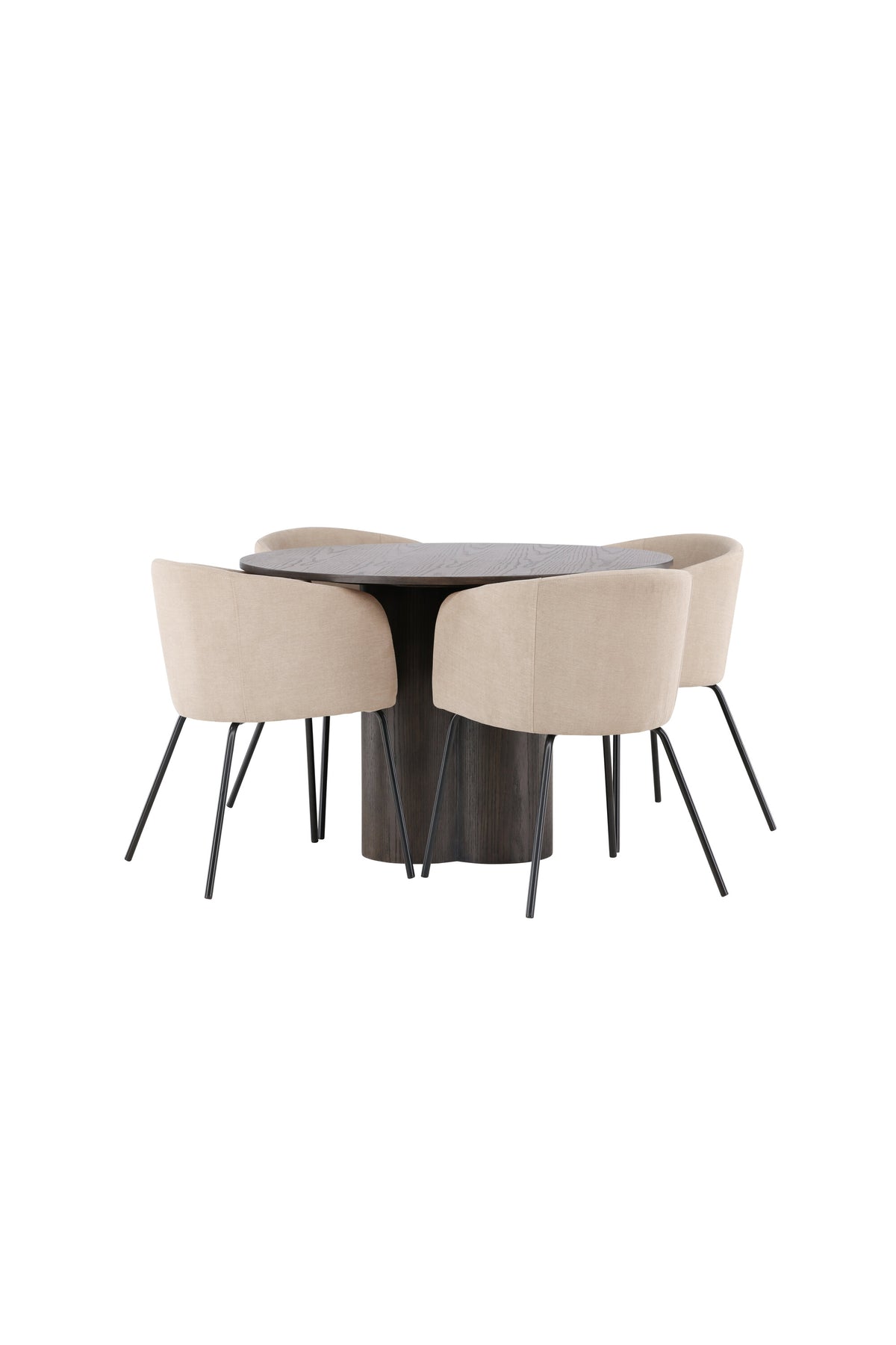Olivia Matbord med Berit Stolarna – Bord: ⌀110 Stol: 55x78x55