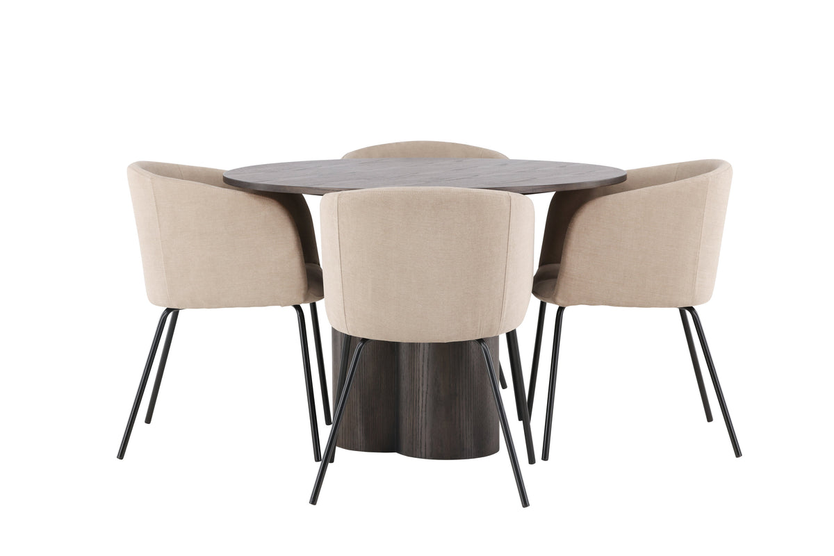 Olivia Matbord med Berit Stolarna – Bord: ⌀110 Stol: 55x78x55