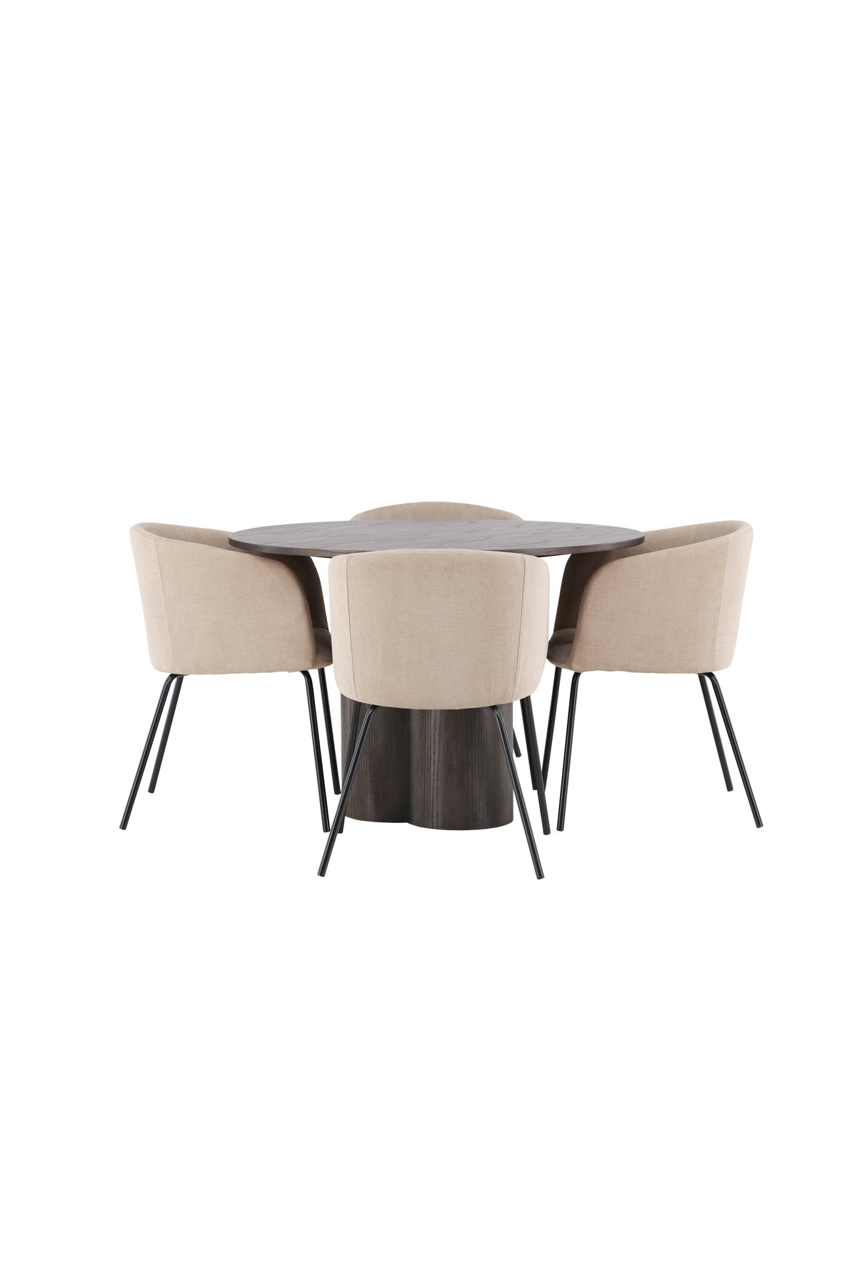 Olivia Matbord med Berit Stolarna – Bord: ⌀110 Stol: 55x78x55