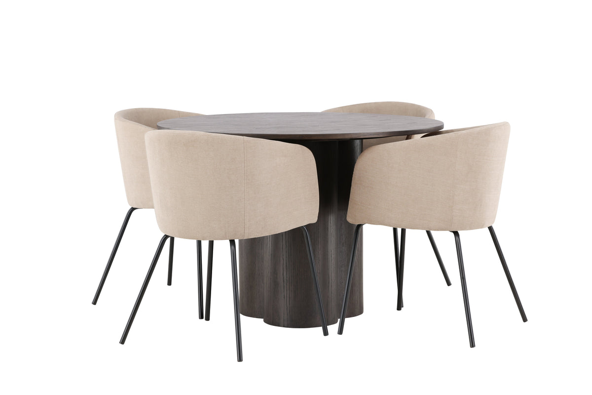 Olivia Matbord med Berit Stolarna – Bord: ⌀110 Stol: 55x78x55