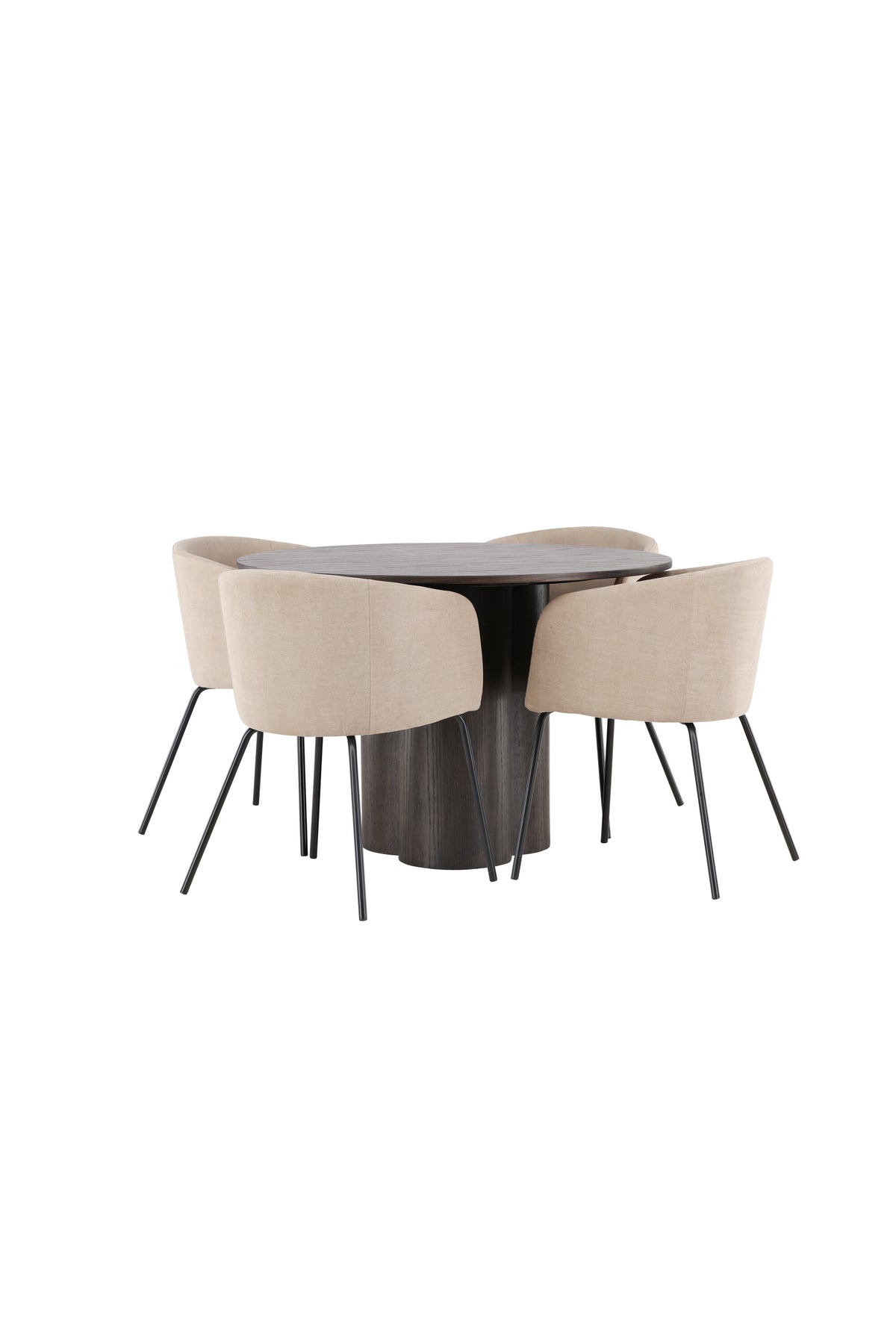 Olivia Matbord med Berit Stolarna – Bord: ⌀110 Stol: 55x78x55