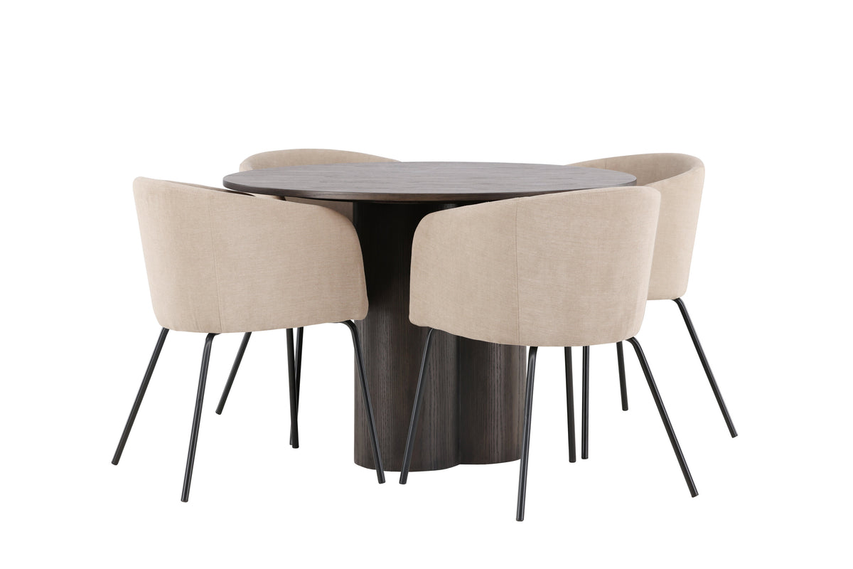 Olivia Matbord med Berit Stolarna – Bord: ⌀110 Stol: 55x78x55
