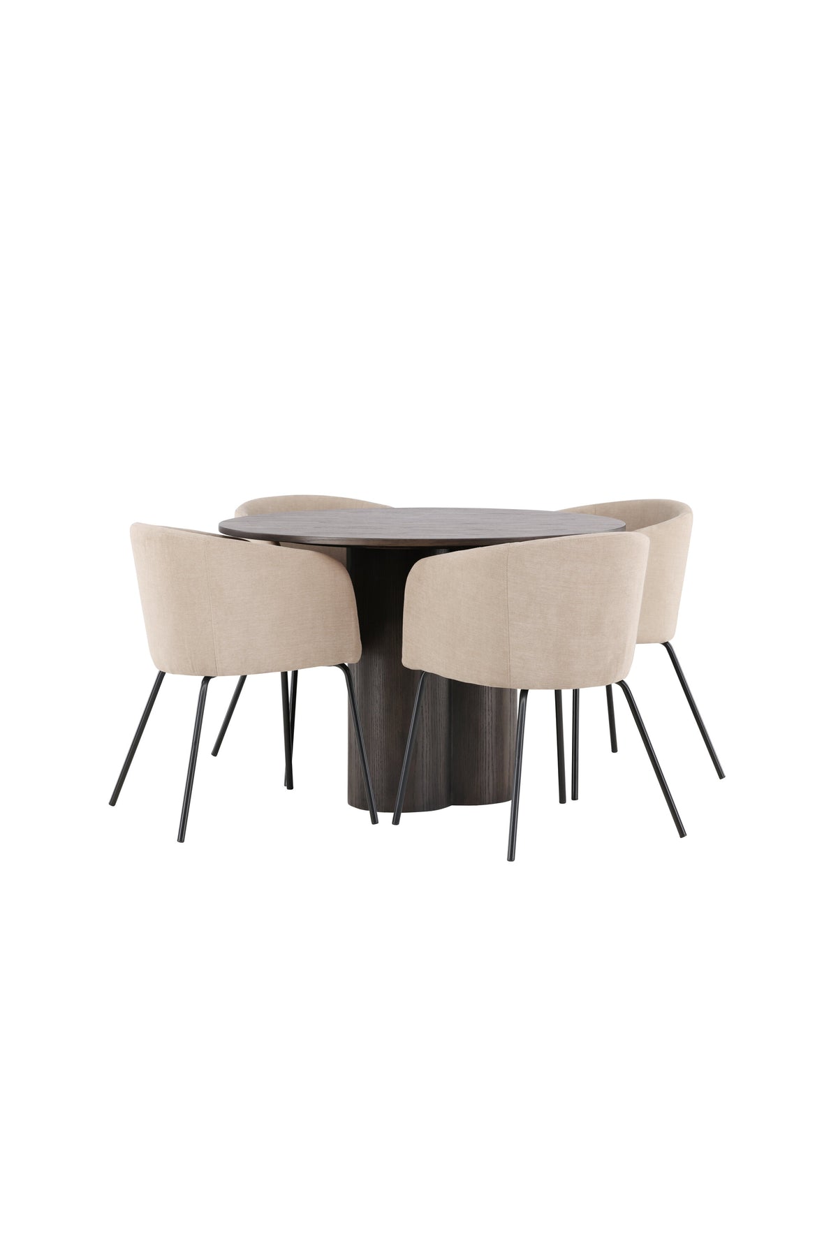 Olivia Matbord med Berit Stolarna – Bord: ⌀110 Stol: 55x78x55