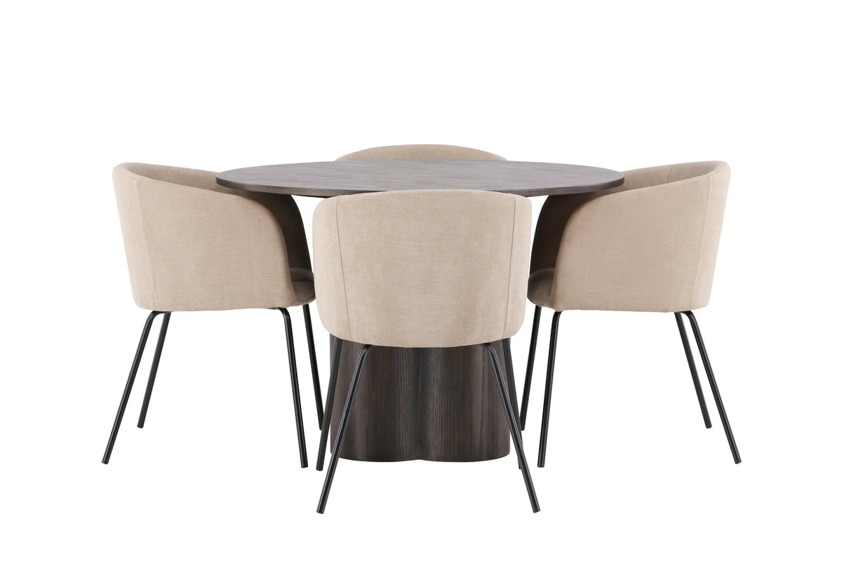 Olivia Matbord med Berit Stolarna – Bord: ⌀110 Stol: 55x78x55