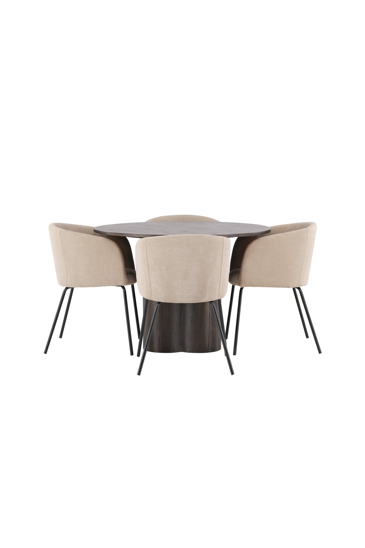 Olivia Matbord med Berit Stolarna – Bord: ⌀110 Stol: 55x78x55
