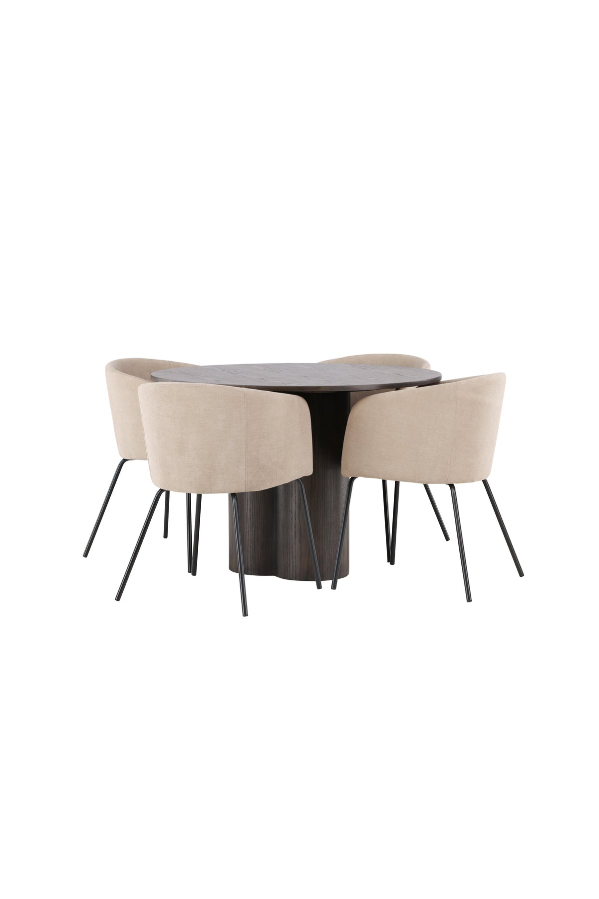 Olivia Matbord med Berit Stolarna – Bord: ⌀110 Stol: 55x78x55