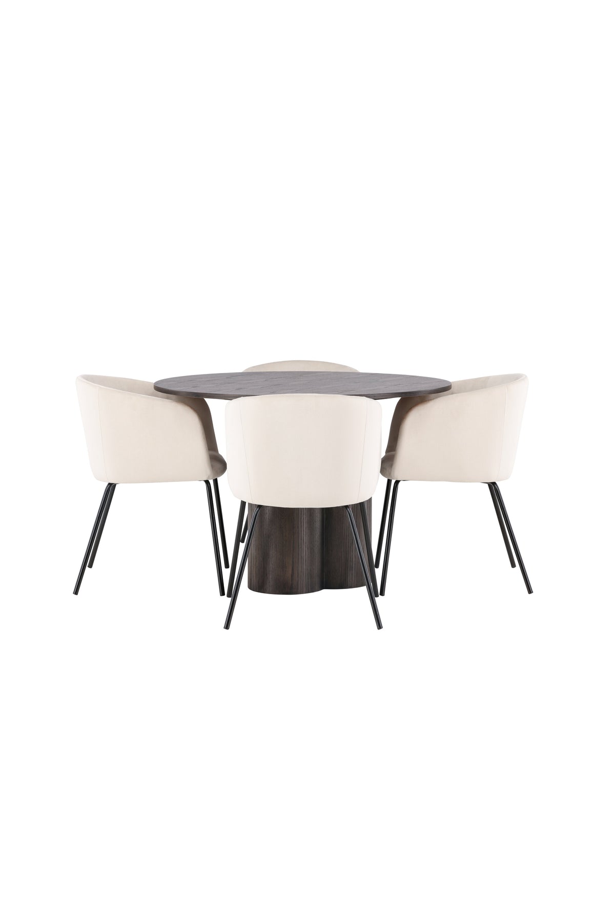 Olivia Matbord med Berit Stolarna – Bord: ⌀110 Stol: 55x78x55