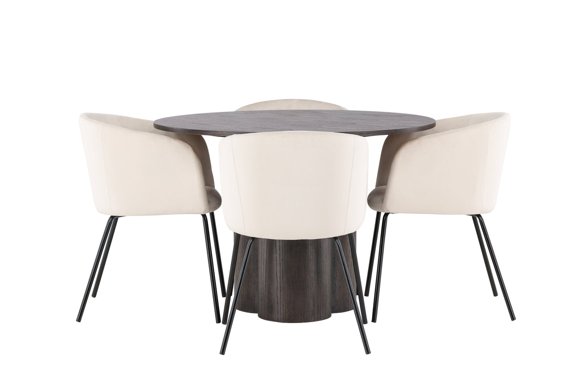 Olivia Matbord med Berit Stolarna – Bord: ⌀110 Stol: 55x78x55