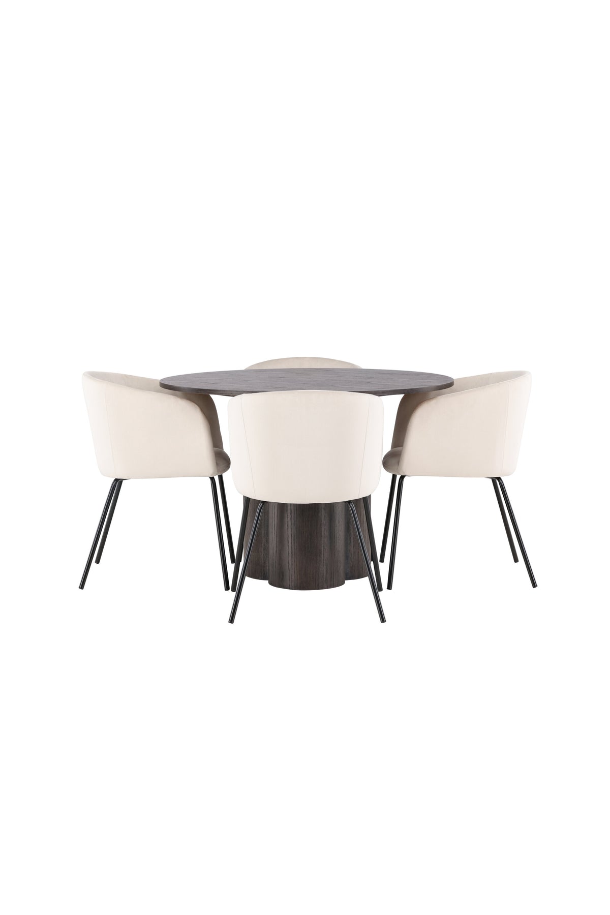 Olivia Matbord med Berit Stolarna – Bord: ⌀110 Stol: 55x78x55