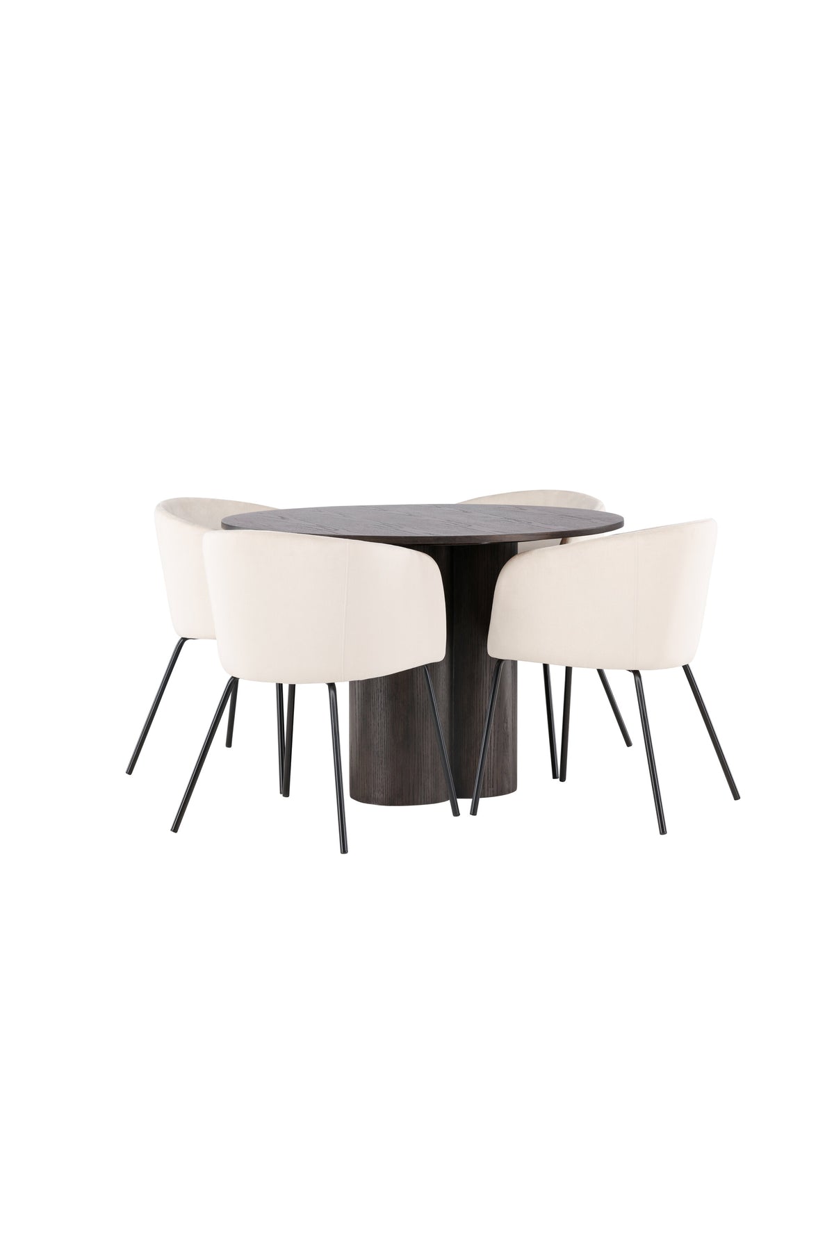 Olivia Matbord med Berit Stolarna – Bord: ⌀110 Stol: 55x78x55