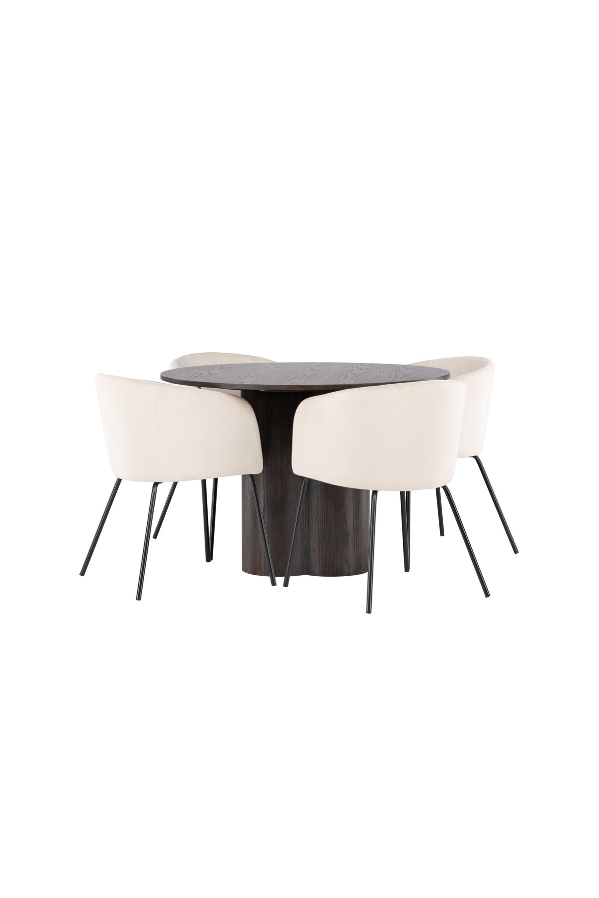 Olivia Matbord med Berit Stolarna – Bord: ⌀110 Stol: 55x78x55