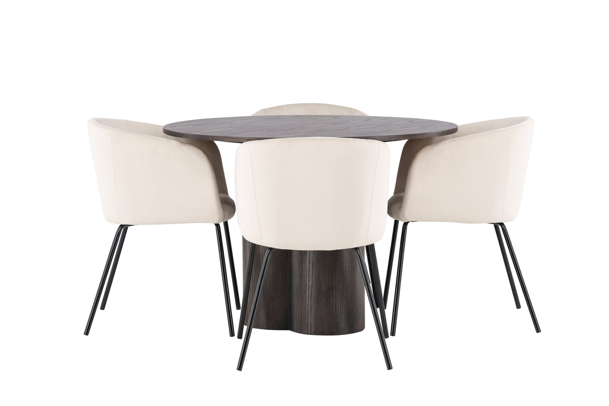 Olivia Matbord med Berit Stolarna – Bord: ⌀110 Stol: 55x78x55