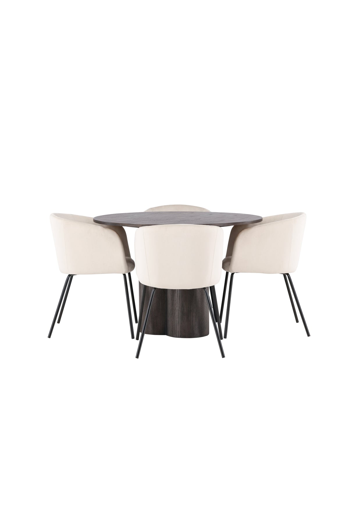 Olivia Matbord med Berit Stolarna – Bord: ⌀110 Stol: 55x78x55