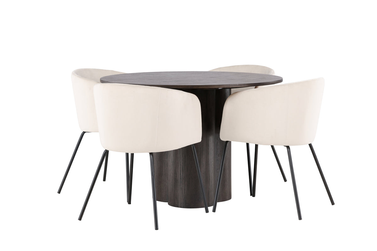 Olivia Matbord med Berit Stolarna – Bord: ⌀110 Stol: 55x78x55