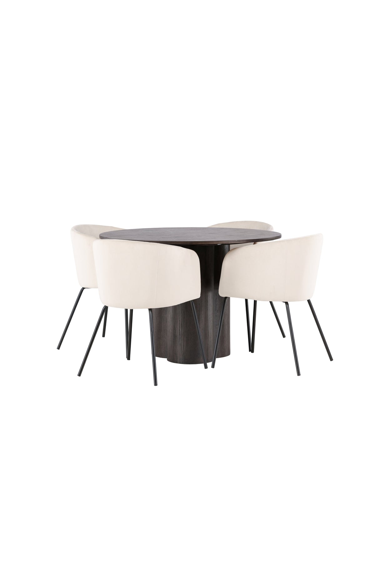 Olivia Matbord med Berit Stolarna – Bord: ⌀110 Stol: 55x78x55