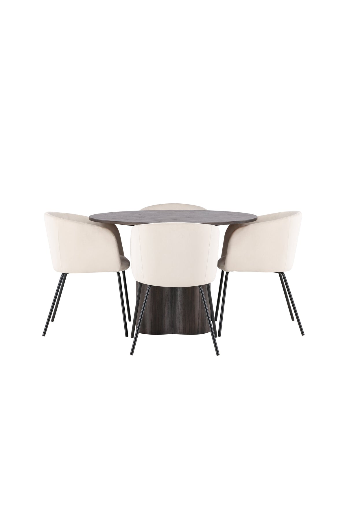 Olivia Matbord med Berit Stolarna – Bord: ⌀110 Stol: 55x78x55
