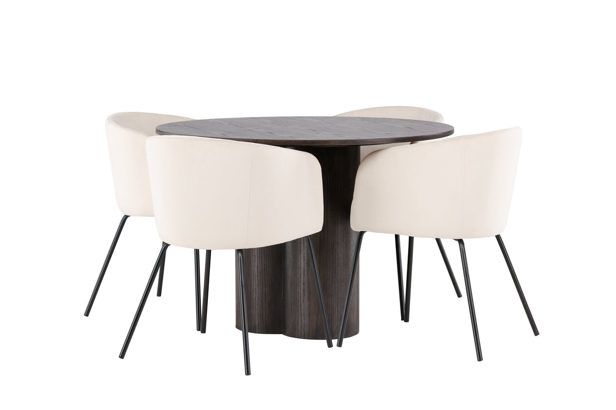 Olivia Matbord med Berit Stolarna – Bord: ⌀110 Stol: 55x78x55
