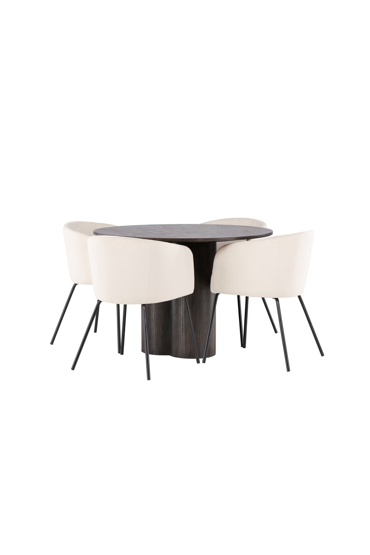 Olivia Matbord med Berit Stolarna – Bord: ⌀110 Stol: 55x78x55
