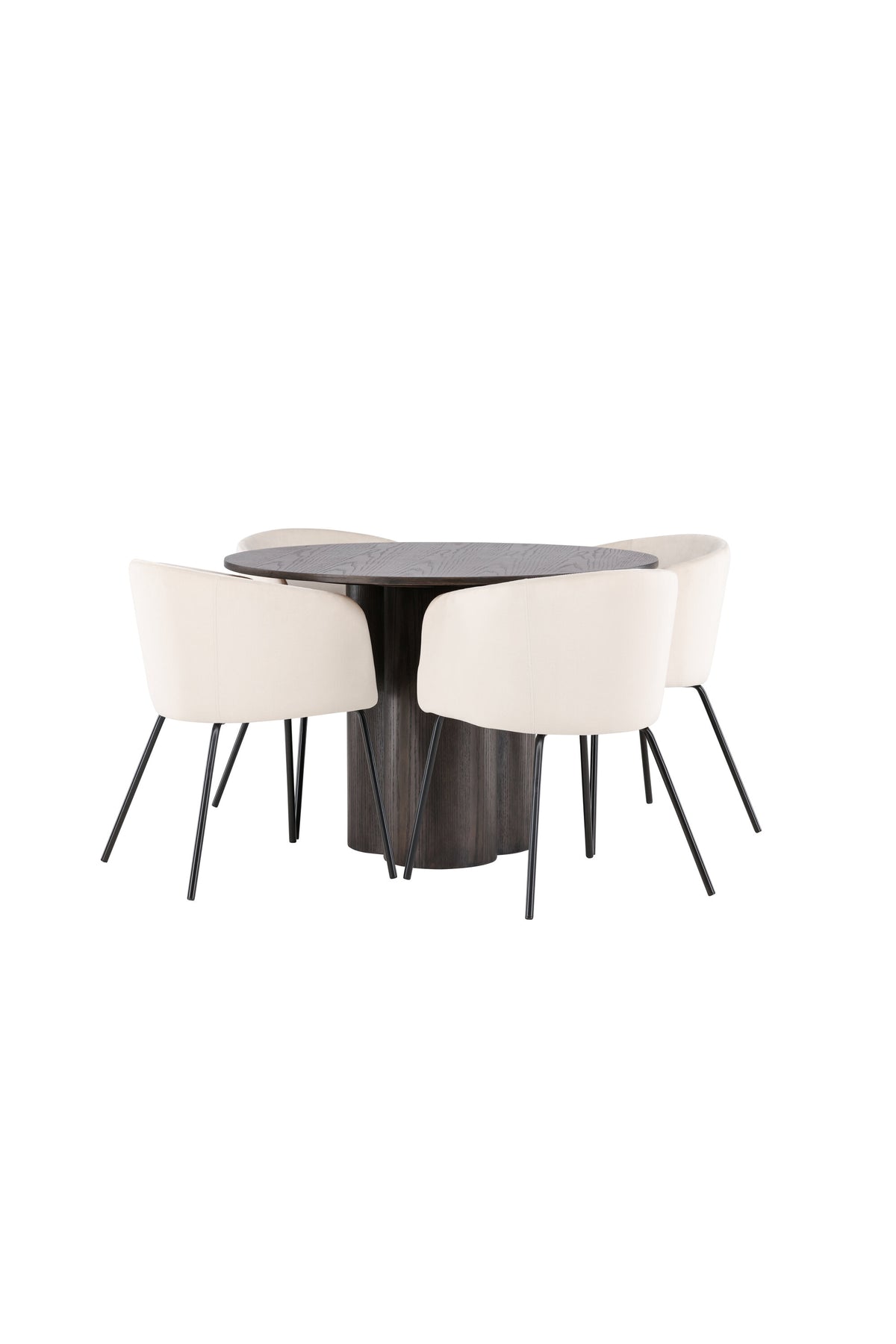 Olivia Matbord med Berit Stolarna – Bord: ⌀110 Stol: 55x78x55