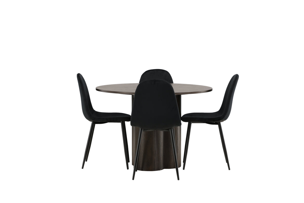 Olivia Matbord med Polar Stolarna – Bord: ⌀110 Stol: 53,3x88x44