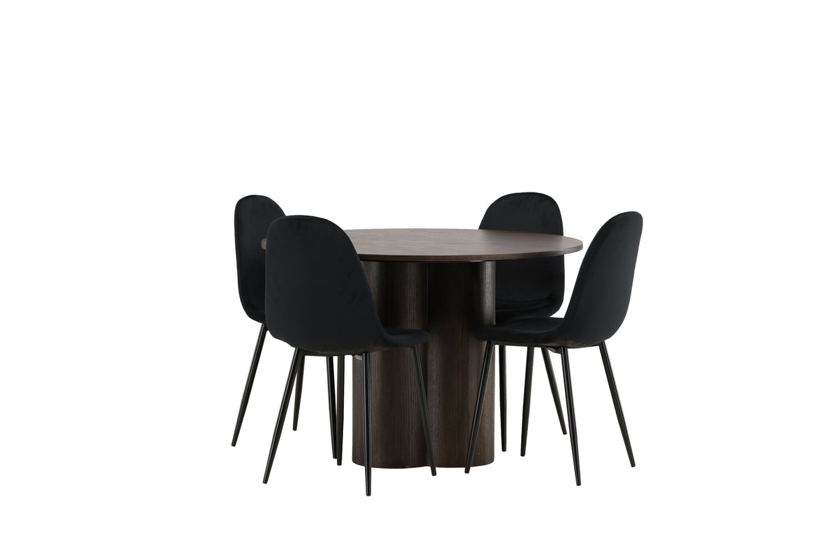 Olivia Matbord med Polar Stolarna – Bord: ⌀110 Stol: 53,3x88x44
