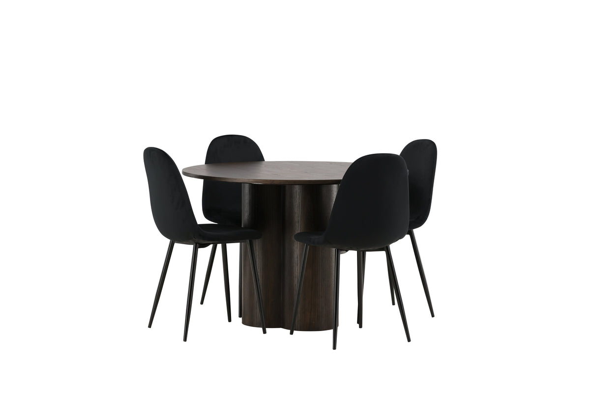 Olivia Matbord med Polar Stolarna – Bord: ⌀110 Stol: 53,3x88x44