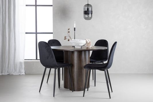 Olivia Matbord med Polar Stolarna – Bord: ⌀110 Stol: 53,3x88x44