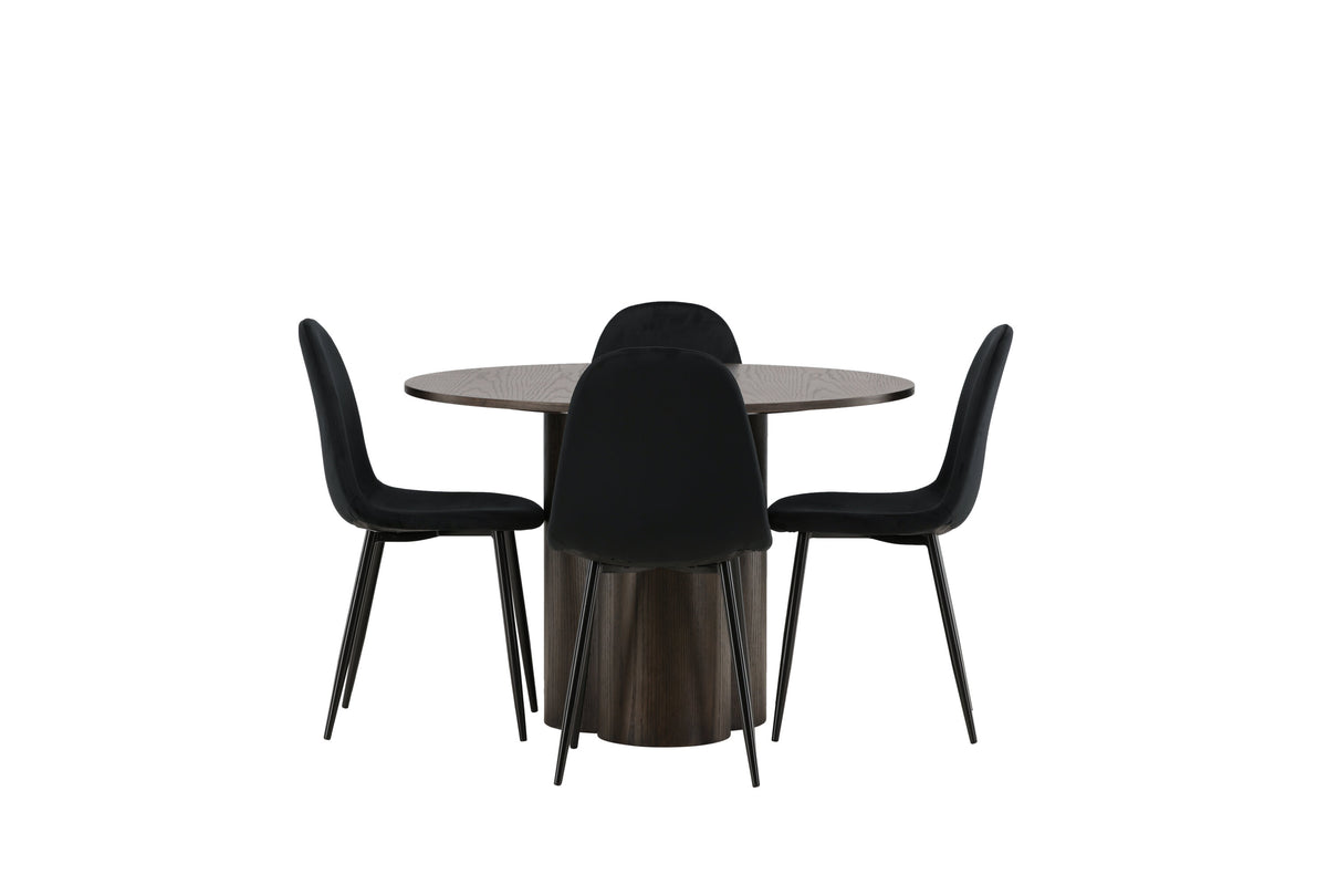 Olivia Matbord med Polar Stolarna – Bord: ⌀110 Stol: 53,3x88x44