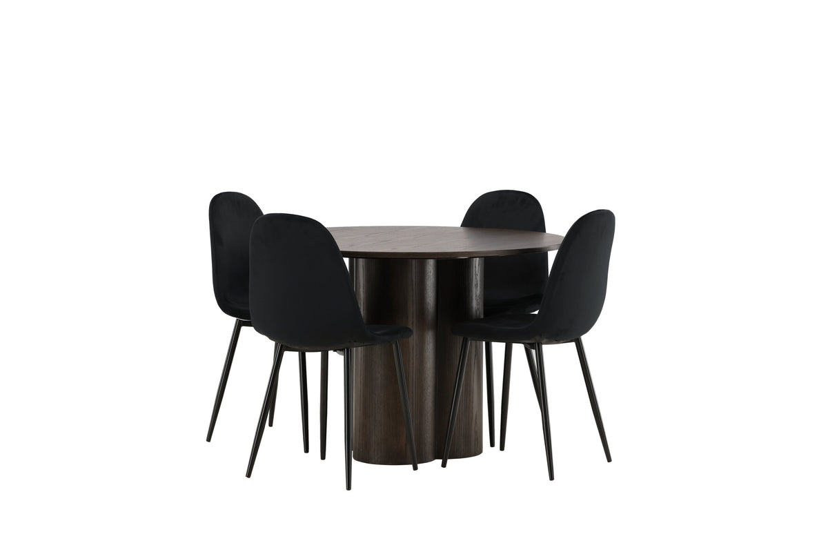 Olivia Matbord med Polar Stolarna – Bord: ⌀110 Stol: 53,3x88x44