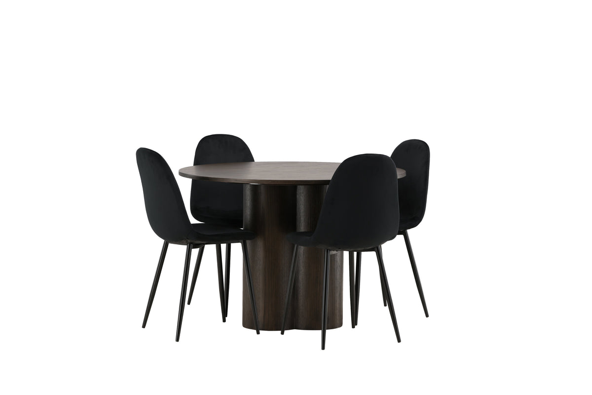 Olivia Matbord med Polar Stolarna – Bord: ⌀110 Stol: 53,3x88x44
