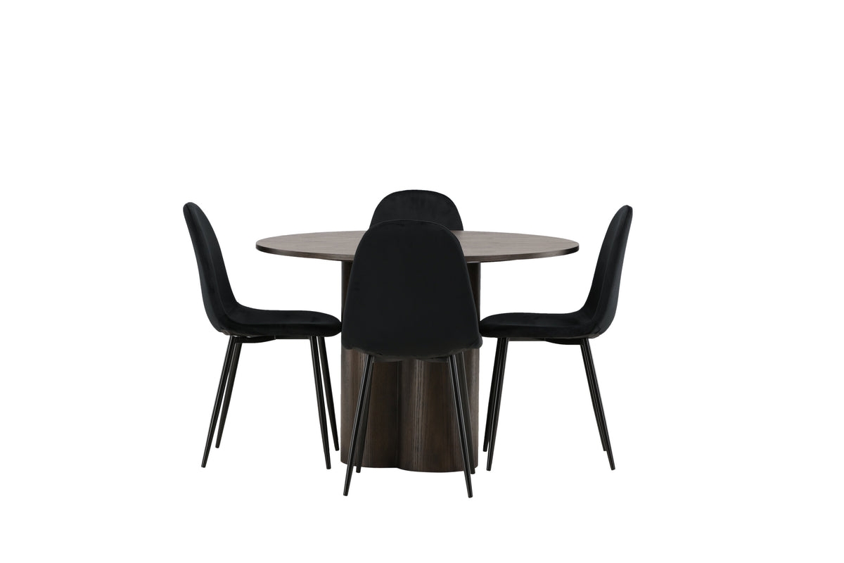Olivia Matbord med Polar Stolarna – Bord: ⌀110 Stol: 53,3x88x44
