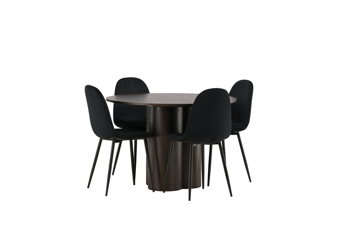 Olivia Matbord med Polar Stolarna – Bord: ⌀110 Stol: 53,3x88x44