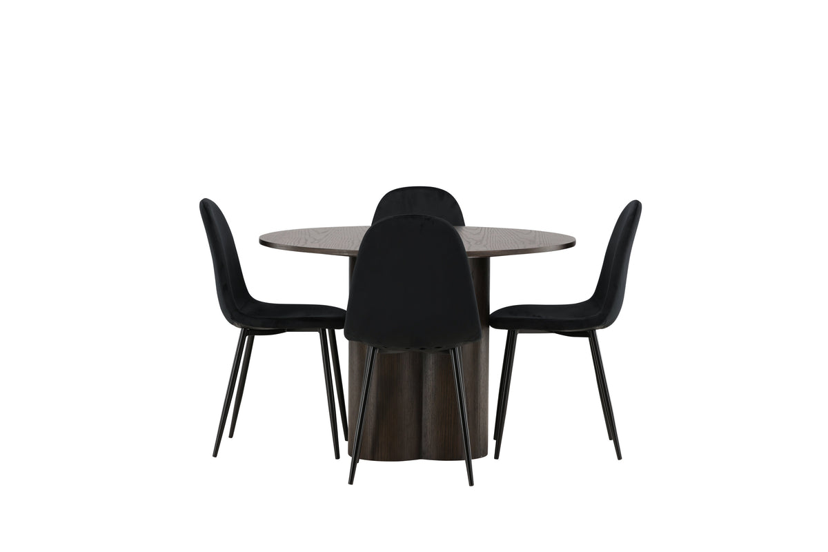 Olivia Matbord med Polar Stolarna – Bord: ⌀110 Stol: 53,3x88x44