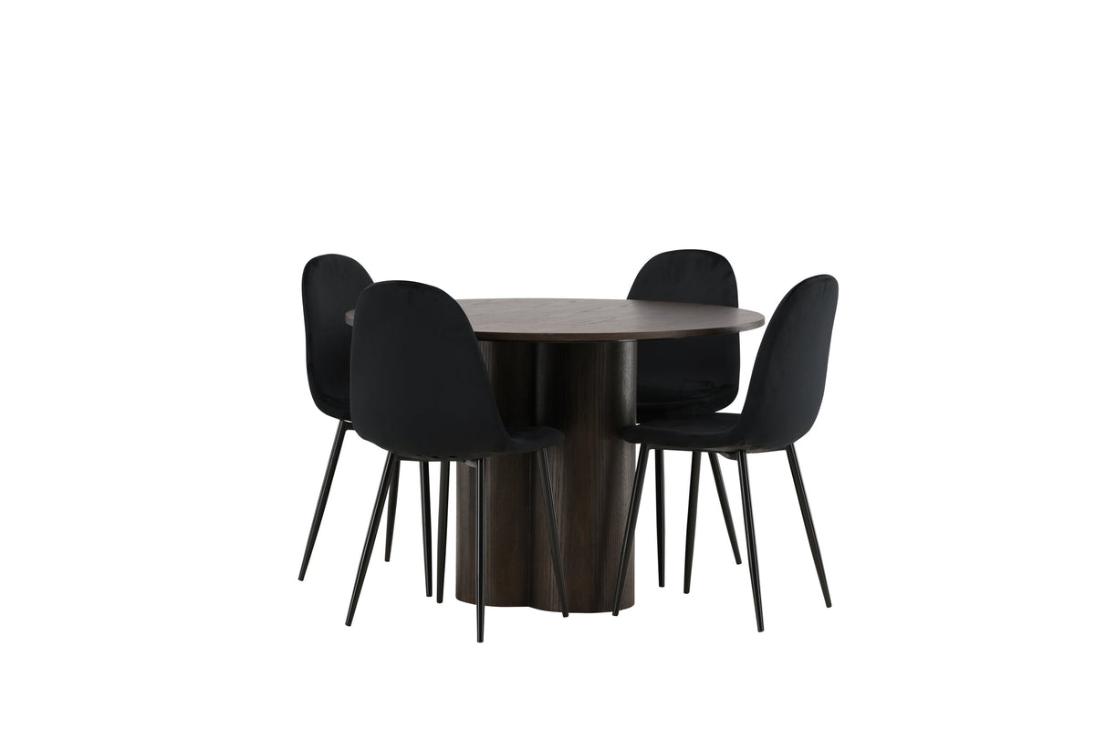Olivia Matbord med Polar Stolarna – Bord: ⌀110 Stol: 53,3x88x44