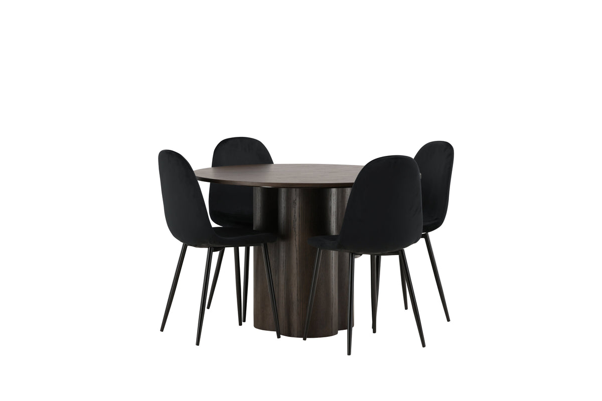 Olivia Matbord med Polar Stolarna – Bord: ⌀110 Stol: 53,3x88x44