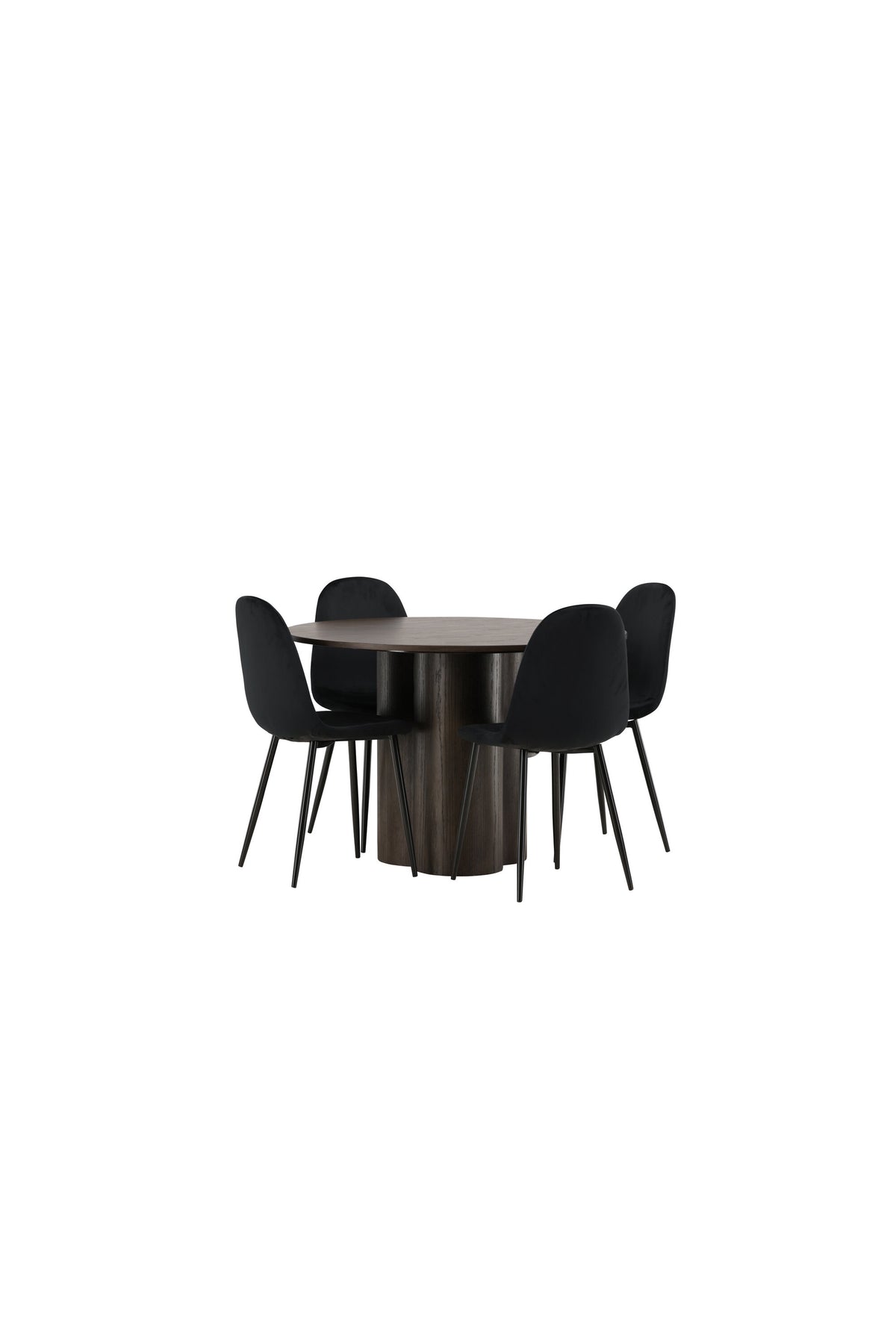 Olivia Matbord med Polar Stolarna – Bord: ⌀110 Stol: 53,3x88x44