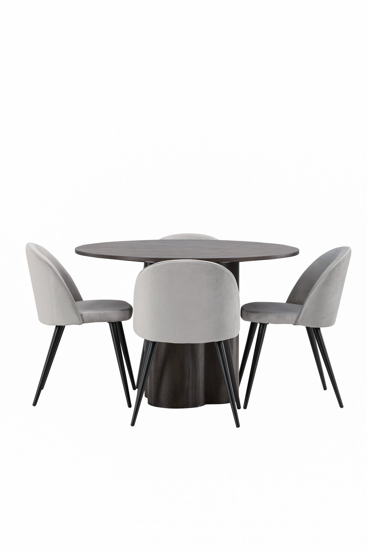 Olivia Matbord med Velvet Stolarna – Bord: ⌀110 Stol: 57x76,5x50