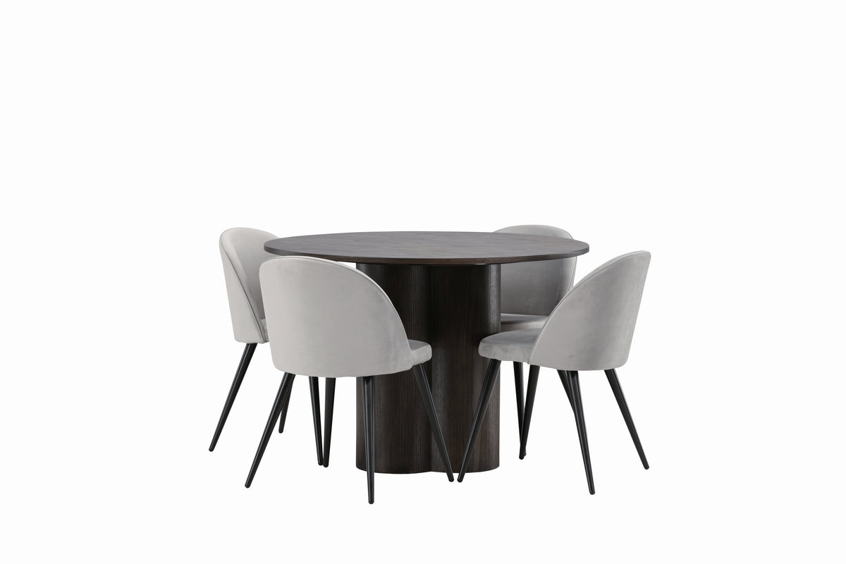 Olivia Matbord med Velvet Stolarna – Bord: ⌀110 Stol: 57x76,5x50