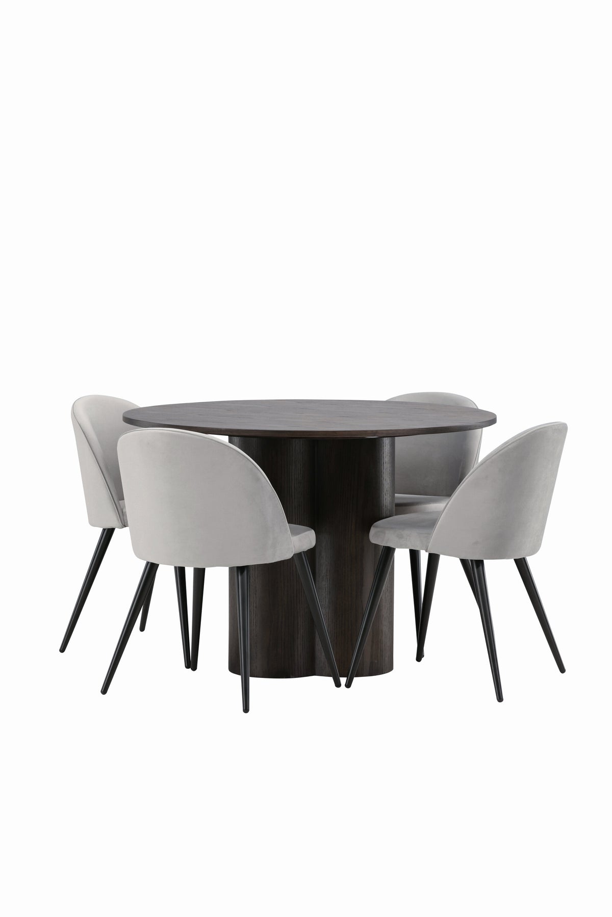 Olivia Matbord med Velvet Stolarna – Bord: ⌀110 Stol: 57x76,5x50
