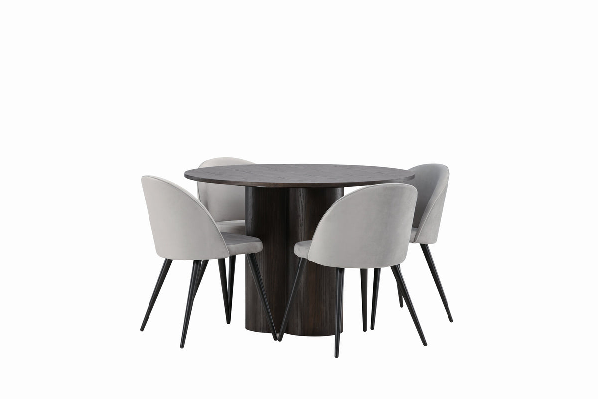Olivia Matbord med Velvet Stolarna – Bord: ⌀110 Stol: 57x76,5x50