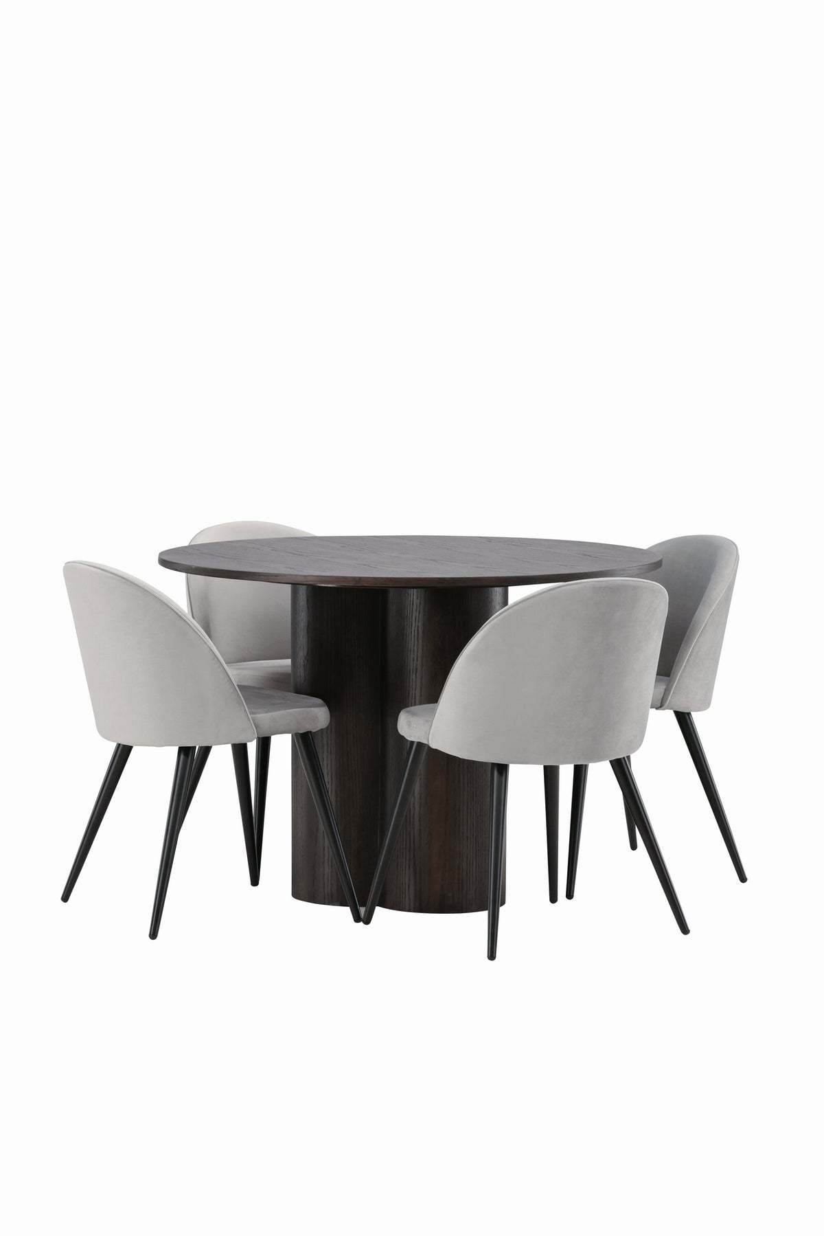 Olivia Matbord med Velvet Stolarna – Bord: ⌀110 Stol: 57x76,5x50