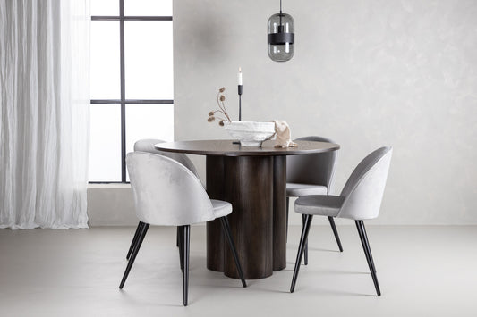 Olivia Matbord med Velvet Stolarna – Bord: ⌀110 Stol: 57x76,5x50