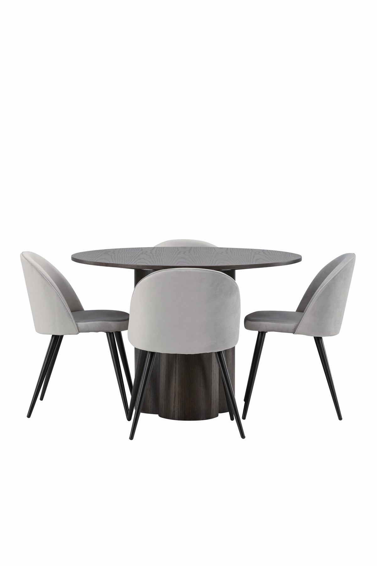 Olivia Matbord med Velvet Stolarna – Bord: ⌀110 Stol: 57x76,5x50