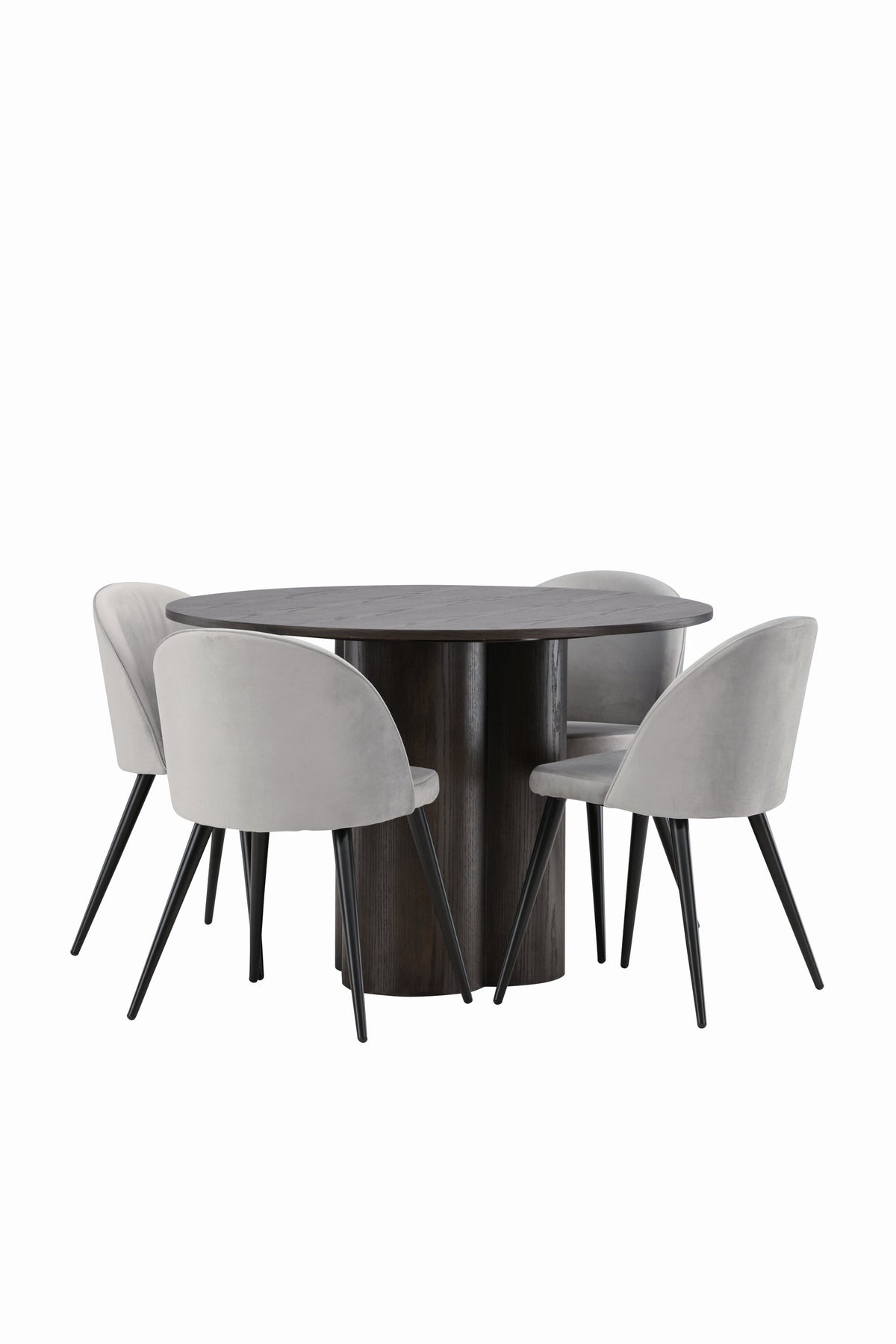 Olivia Matbord med Velvet Stolarna – Bord: ⌀110 Stol: 57x76,5x50