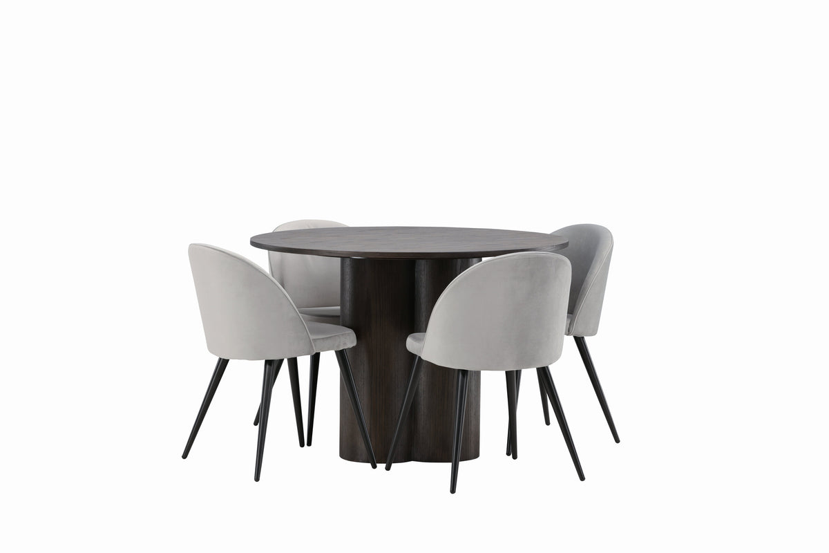 Olivia Matbord med Velvet Stolarna – Bord: ⌀110 Stol: 57x76,5x50