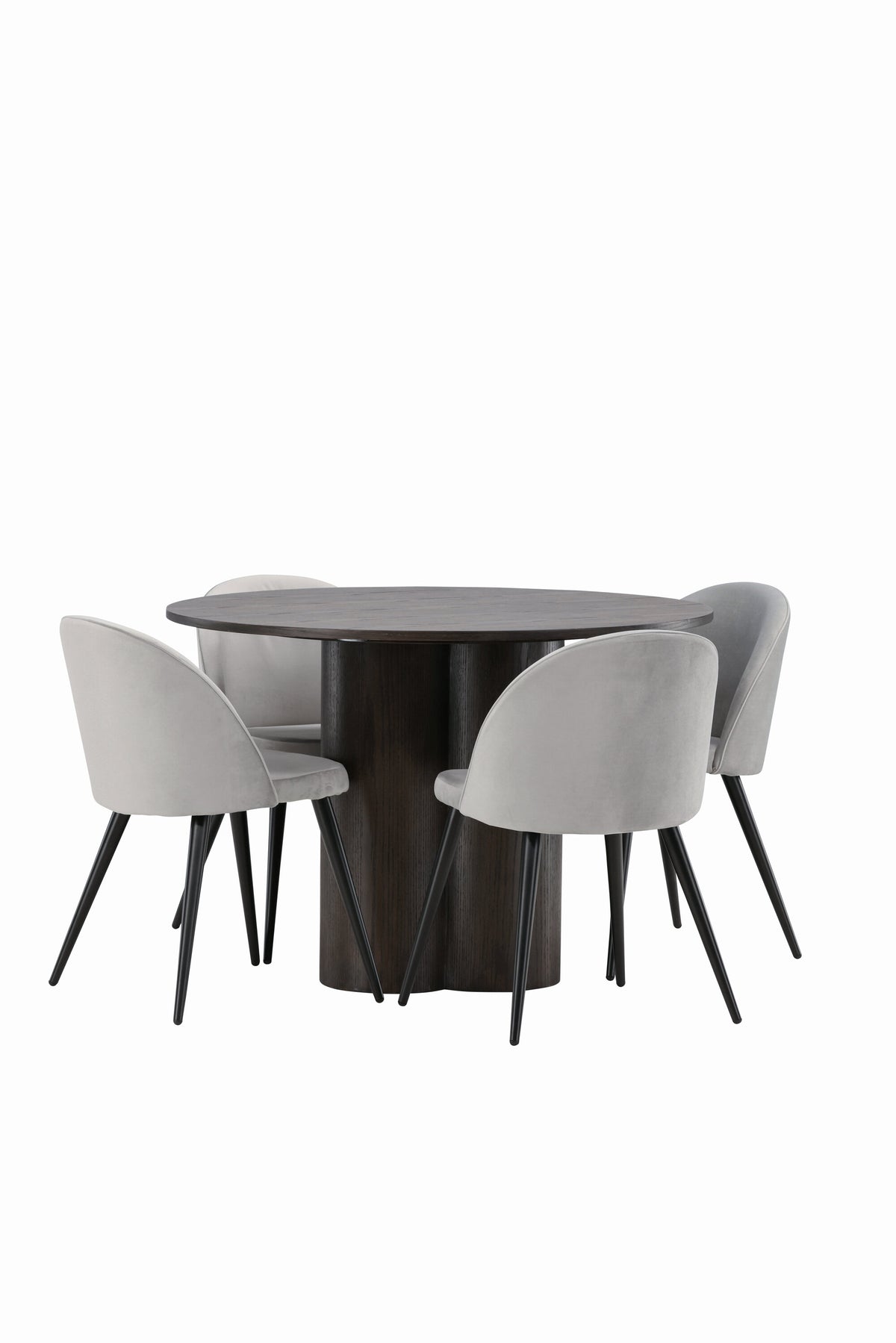 Olivia Matbord med Velvet Stolarna – Bord: ⌀110 Stol: 57x76,5x50